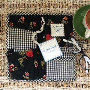 April Cornell Silvestri Quilted Clutch Black Flora